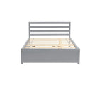Grey Pine Platform Bed Frame with Headboard and Trundle - Full Size, No Box Spring Needed
