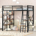 Lit mezzanine simple en métal avec étagères et bureau pour enfants