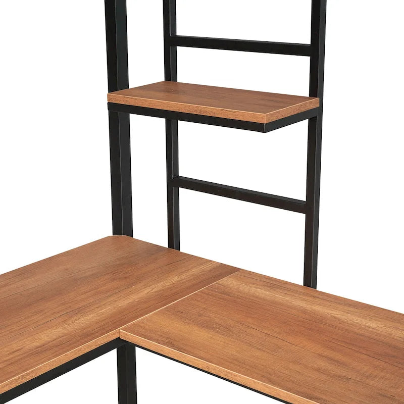 Lit mezzanine métallique noir de taille double avec bureau et étagères pour enfants