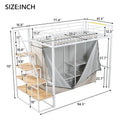 White Twin Size Metal Loft Bed with Wardrobe and Storage Shelves for Kids, Boys and Girls, Bedroom