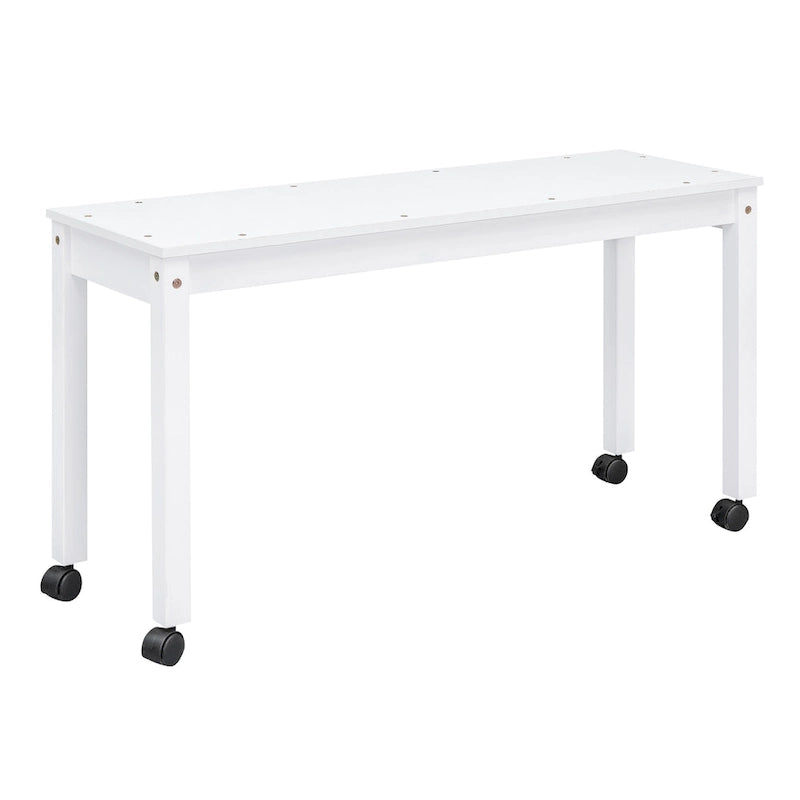 Lit mezzanine pleine grandeur en bois massif blanc avec bureau escamotable et tiroirs