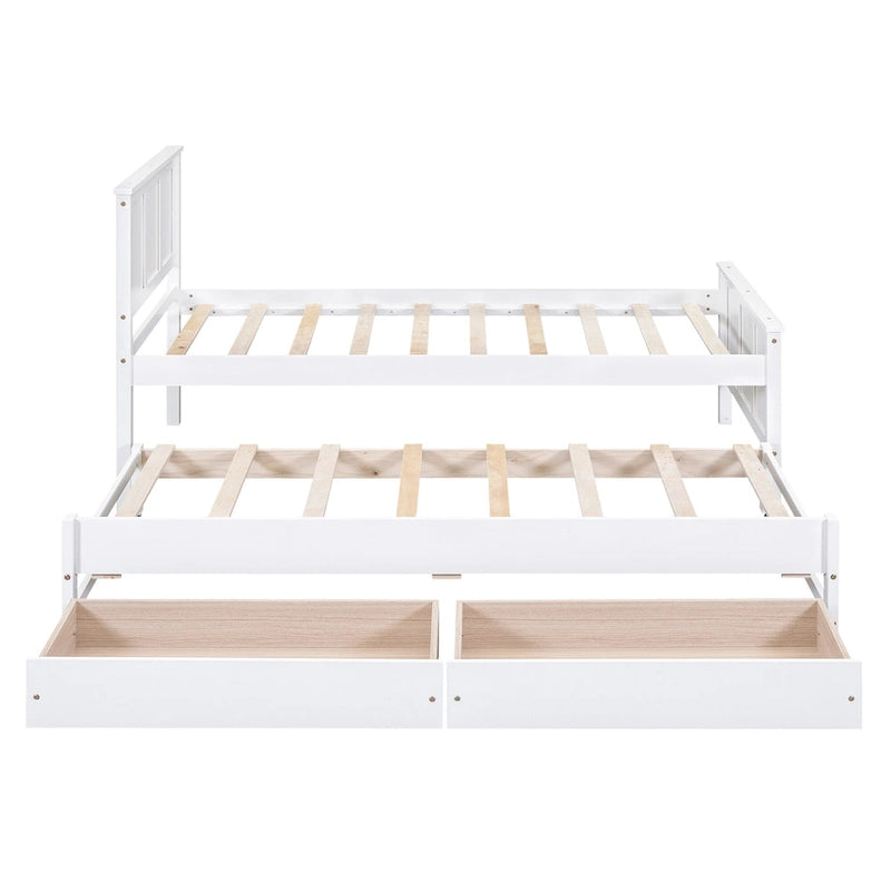 Lit plateforme Twin Pine avec lit gigogne et tiroirs