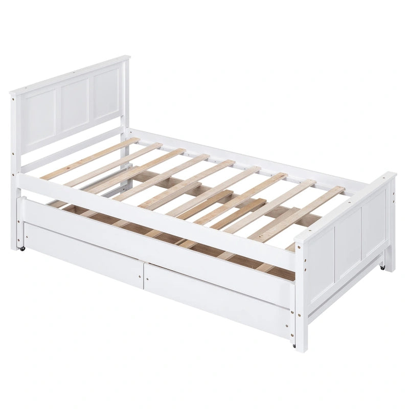 Lit plateforme Twin Pine avec lit gigogne et tiroirs