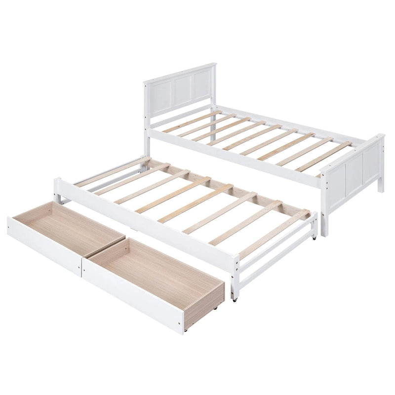 Lit plateforme Twin Pine avec lit gigogne et tiroirs