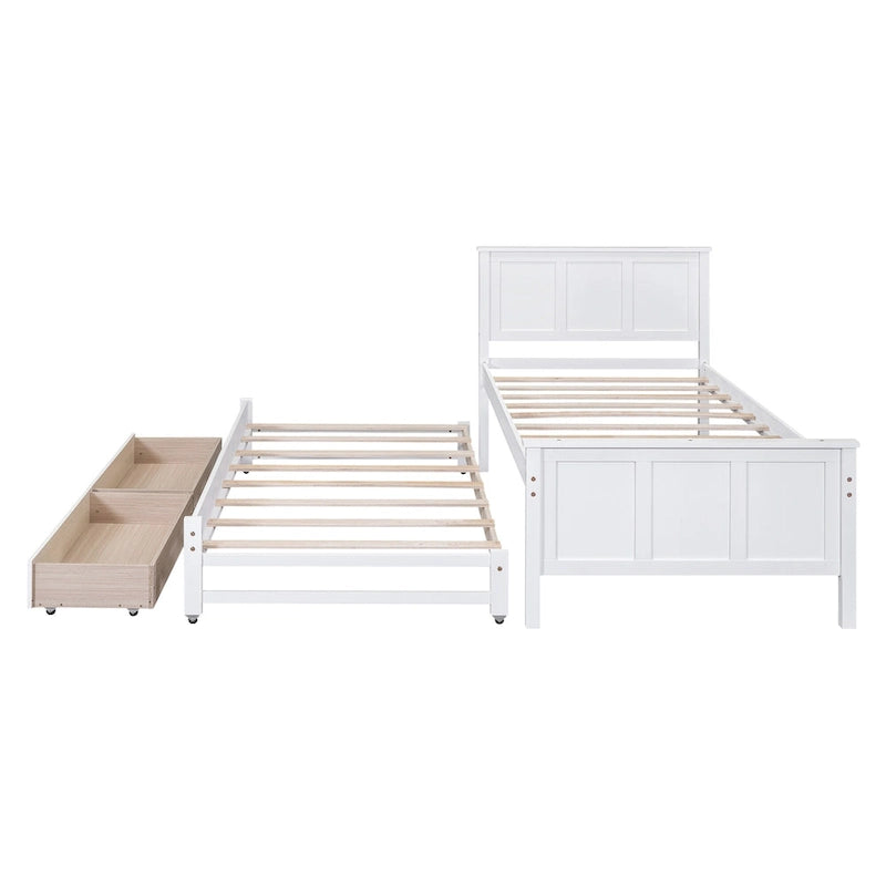Lit plateforme Twin Pine avec lit gigogne et tiroirs