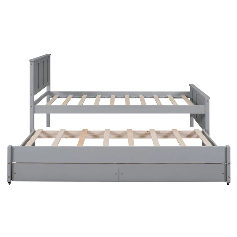 Lit plateforme Twin Pine avec lit gigogne et tiroirs