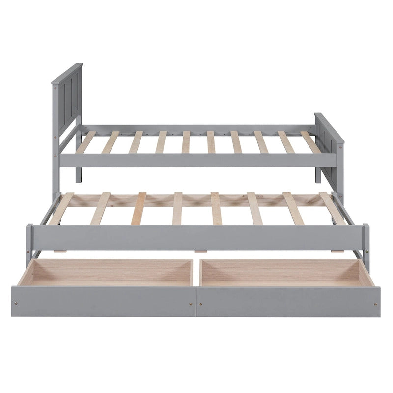 Lit plateforme Twin Pine avec lit gigogne et tiroirs