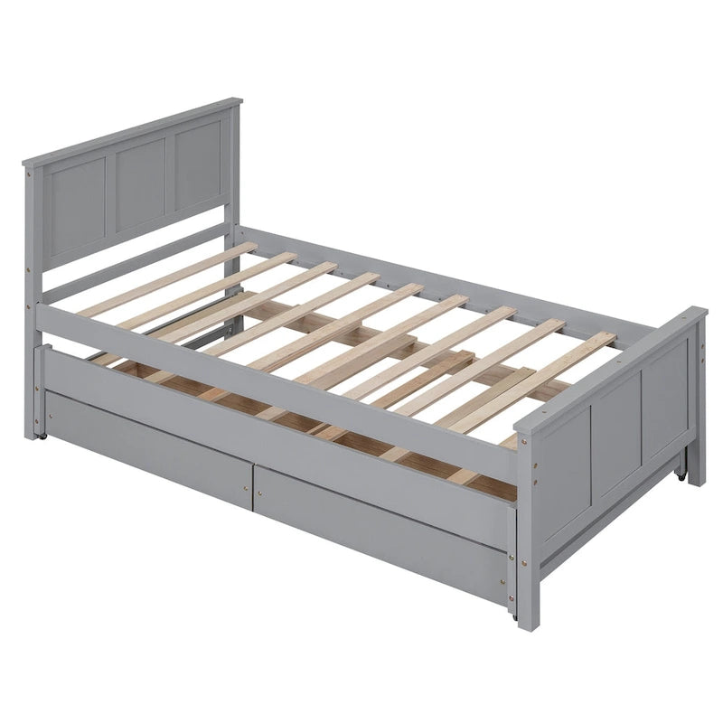Lit plateforme Twin Pine avec lit gigogne et tiroirs