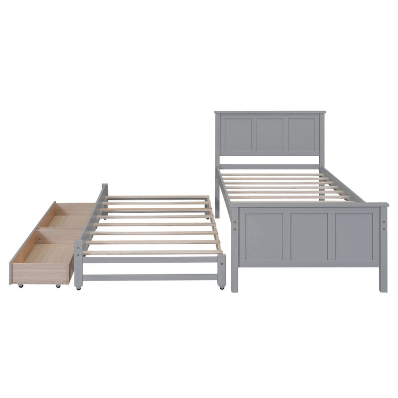 Lit plateforme Twin Pine avec lit gigogne et tiroirs