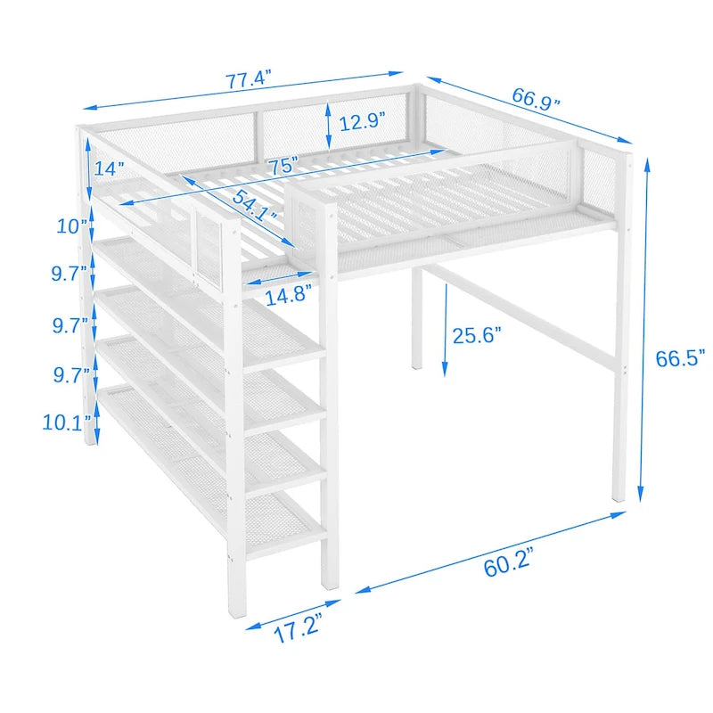 Lit mezzanine en métal avec poste de travail