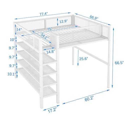 Lit mezzanine en métal avec poste de travail