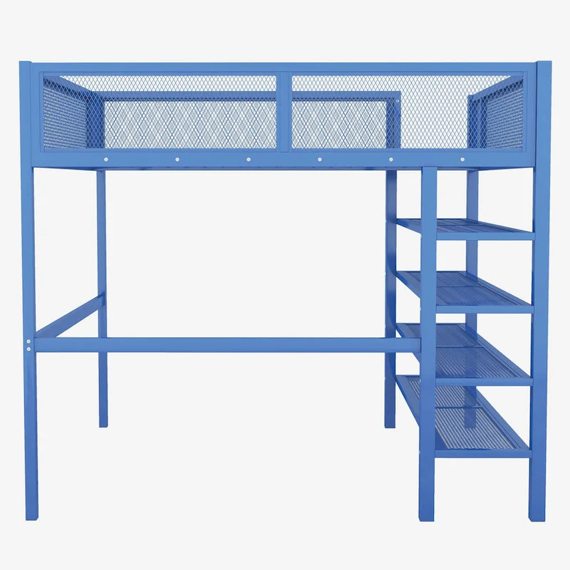 Lit mezzanine en métal avec poste de travail