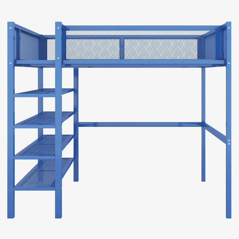 Lit mezzanine en métal avec poste de travail