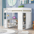 Lit mezzanine en pin complet avec armoires et bureau