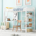 Lit mezzanine double en métal blanc avec étagères