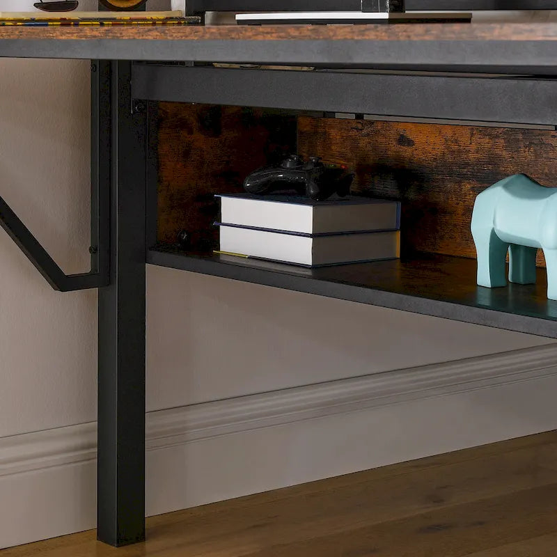 Lit mezzanine en métal avec bureau, lumières LED et rangement