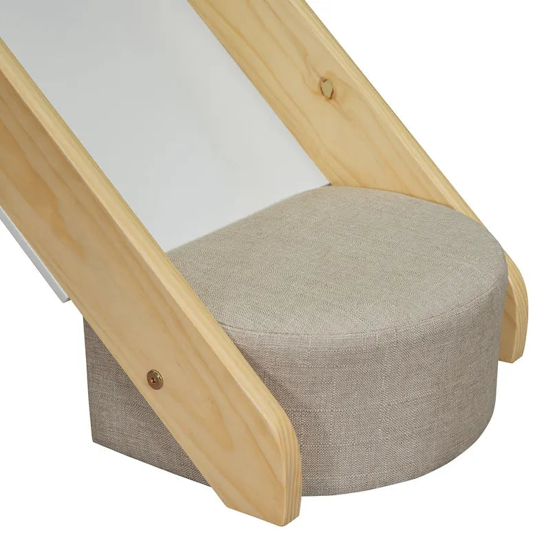 Lit mezzanine en bois massif avec tente et armoire en forme de voiture, cadre de lit mezzanine double/complet avec étagères de rangement et cadre de toit